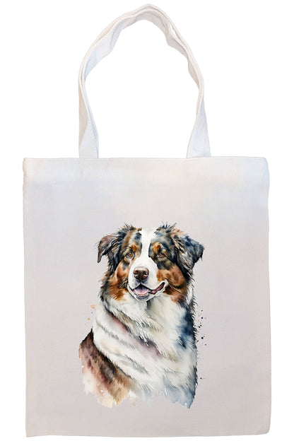 Canvas Tote Bag, Zippered With Handles & Inner Pocket, "Australian Shepherd"