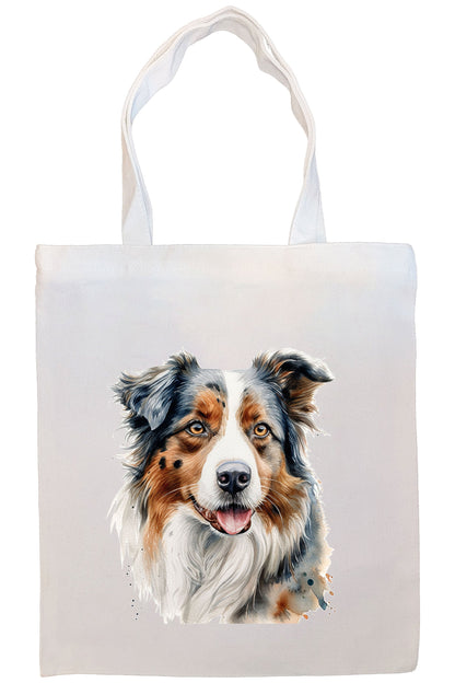Canvas Tote Bag, Zippered With Handles & Inner Pocket, "Australian Shepherd"