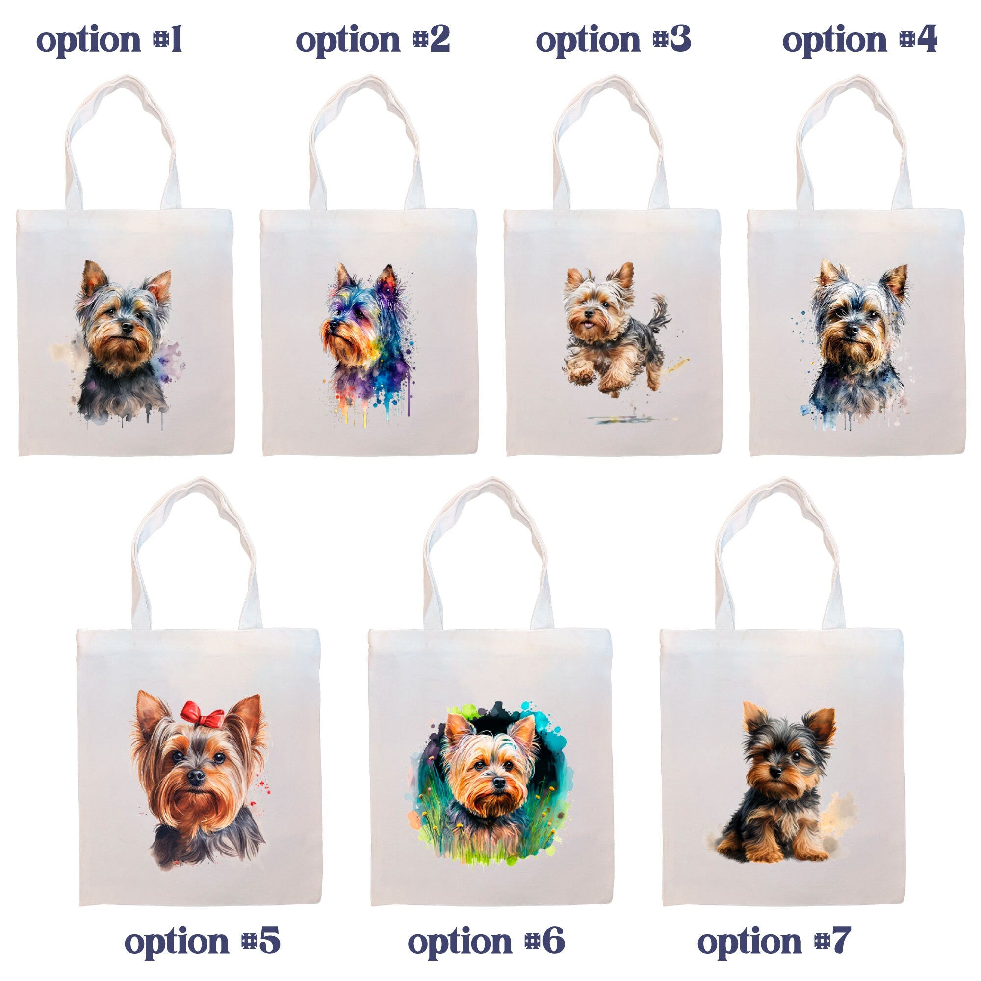 Canvas Tote Bag, Zippered With Handles & Inner Pocket, "Yorkie"