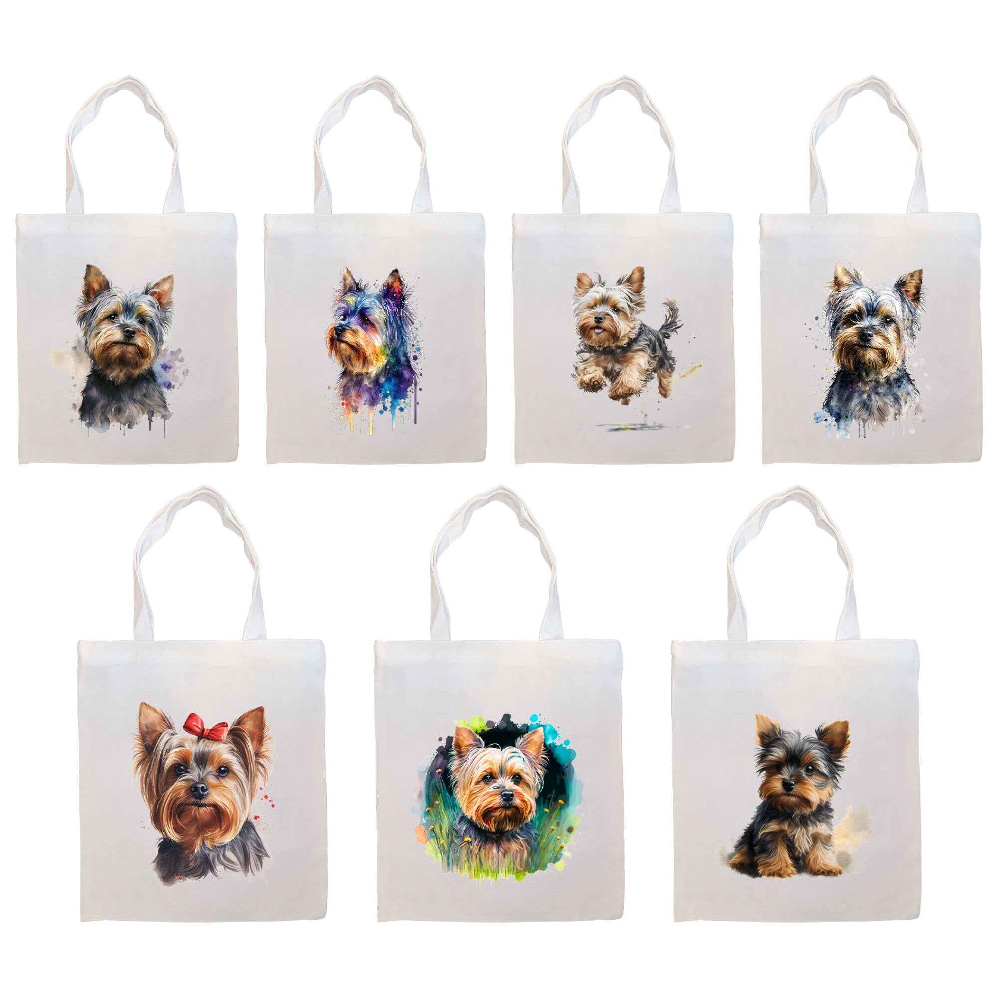 Canvas Tote Bag, Zippered With Handles & Inner Pocket, &quot;Yorkie&quot;