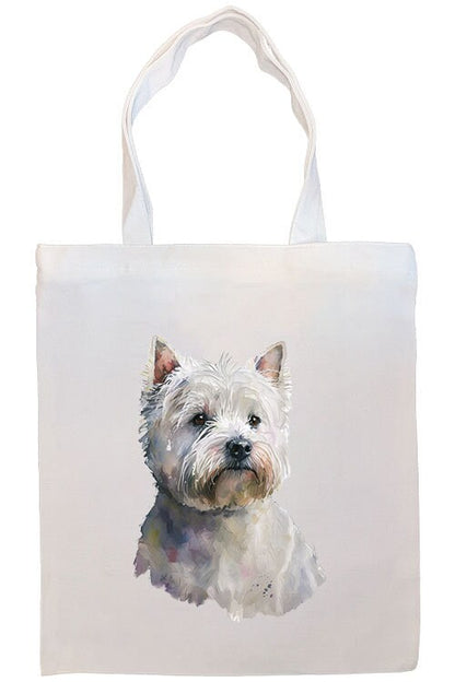 Canvas Tote Bag, Zippered With Handles & Inner Pocket, "Westie"