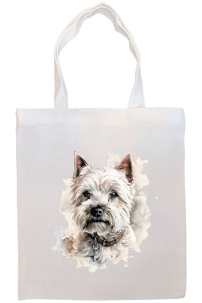 Canvas Tote Bag, Zippered With Handles & Inner Pocket, "Westie"