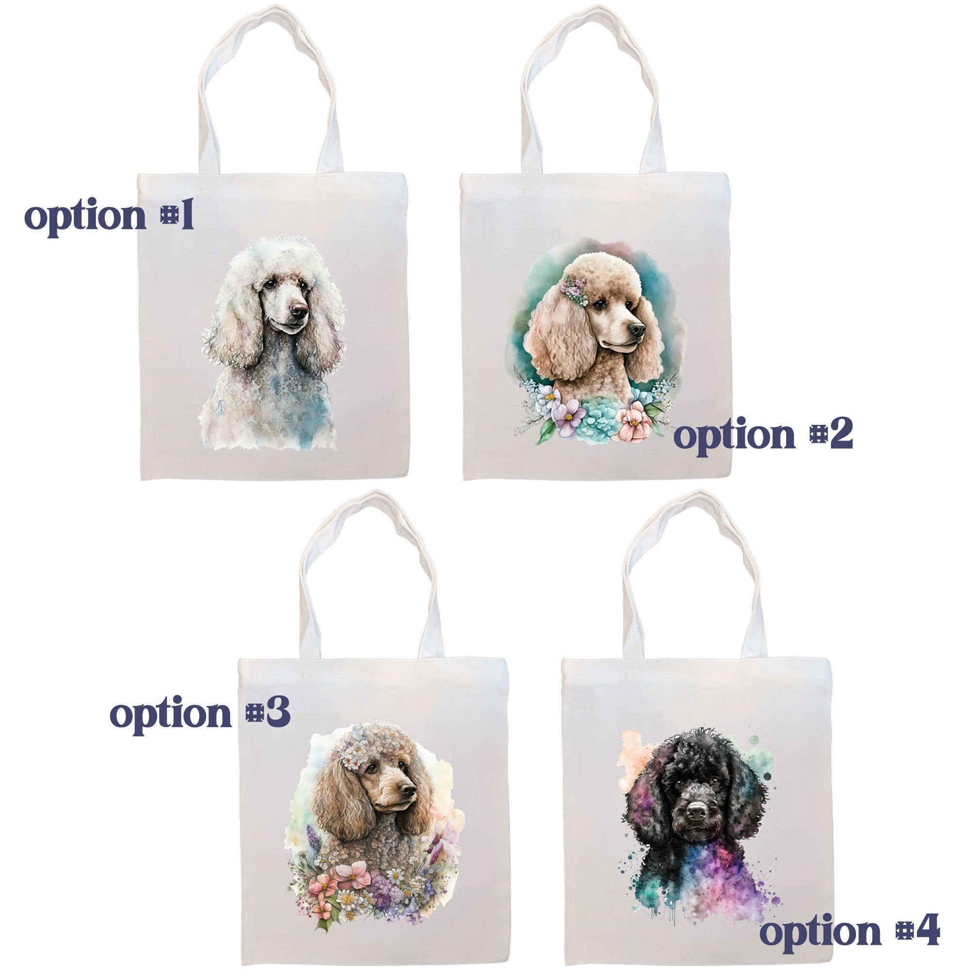 Canvas Tote Bag, Zippered With Handles & Inner Pocket, "Toy Poodle"