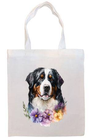 Canvas Tote Bag, Zippered With Handles & Inner Pocket, "Bernise Mountain Dog"