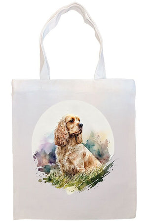 Canvas Tote Bag, Zippered With Handles & Inner Pocket, "Cocker Spaniel"
