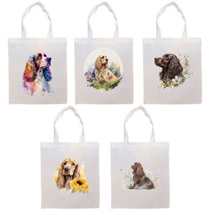 Canvas Tote Bag, Zippered With Handles & Inner Pocket, &quot;Cocker Spaniel&quot;