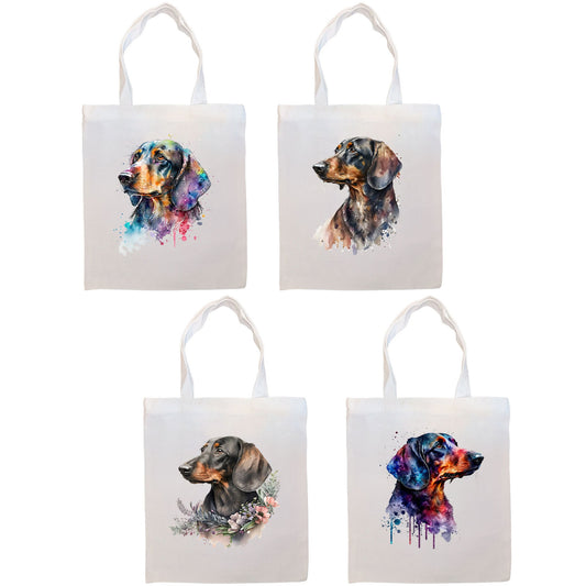 Canvas Tote Bag, Zippered With Handles & Inner Pocket, &quot;Dachshund&quot;