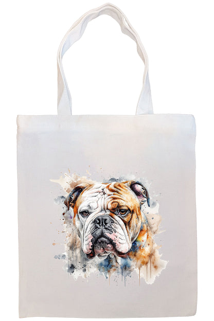 Canvas Tote Bag, Zippered With Handles & Inner Pocket, "Bulldog"