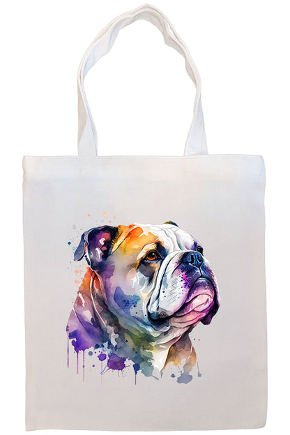 Canvas Tote Bag, Zippered With Handles & Inner Pocket, "Bulldog"