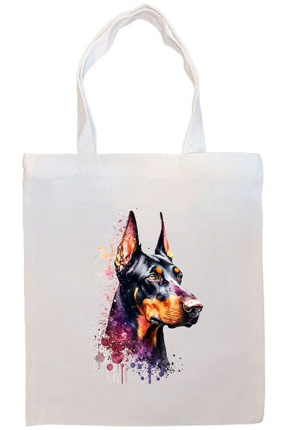 Canvas Tote Bag, Zippered With Handles & Inner Pocket, "Doberman"