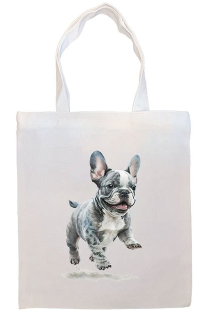 Canvas Tote Bag, Zippered With Handles & Inner Pocket, "Frenchie"