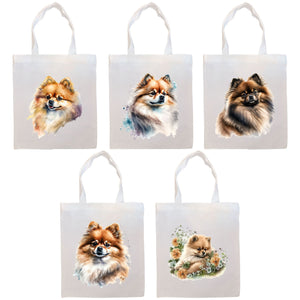 Canvas Tote Bag, Zippered With Handles & Inner Pocket, &quot;Pomeranian&quot;