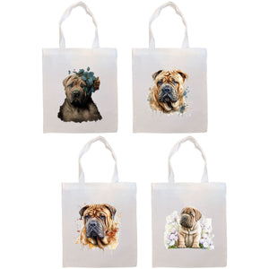 Canvas Tote Bag, Zippered With Handles & Inner Pocket, "Shar-Pei"