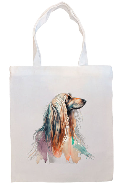 Canvas Tote Bag, Zippered With Handles & Inner Pocket, "Afghan Hound"