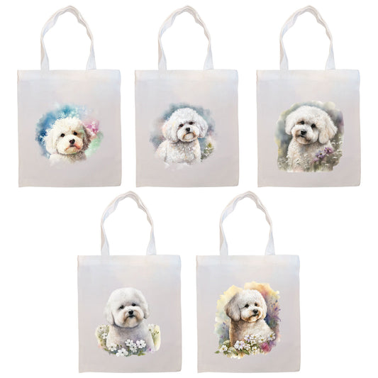 Canvas Tote Bag, Zippered With Handles & Inner Pocket, &quot;Bichon Frise&quot;