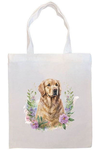 Canvas Tote Bag, Zippered With Handles & Inner Pocket, "Golden Retriever"