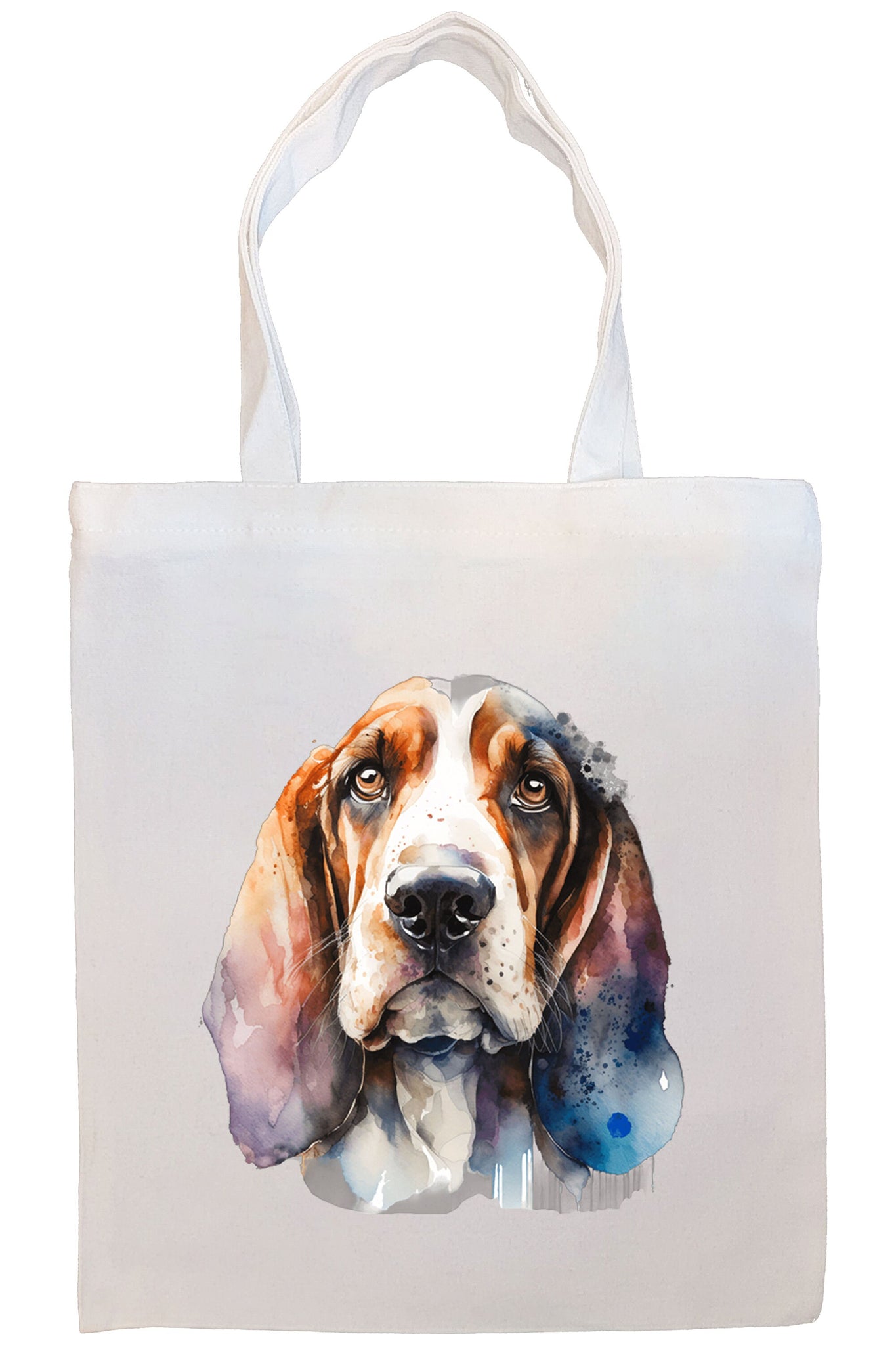 Canvas Tote Bag, Zippered With Handles & Inner Pocket, "Bassett Hound"