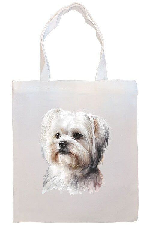 Canvas Tote Bag, Zippered With Handles & Inner Pocket, "Maltese"