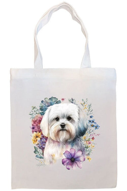 Canvas Tote Bag, Zippered With Handles & Inner Pocket, "Maltese"