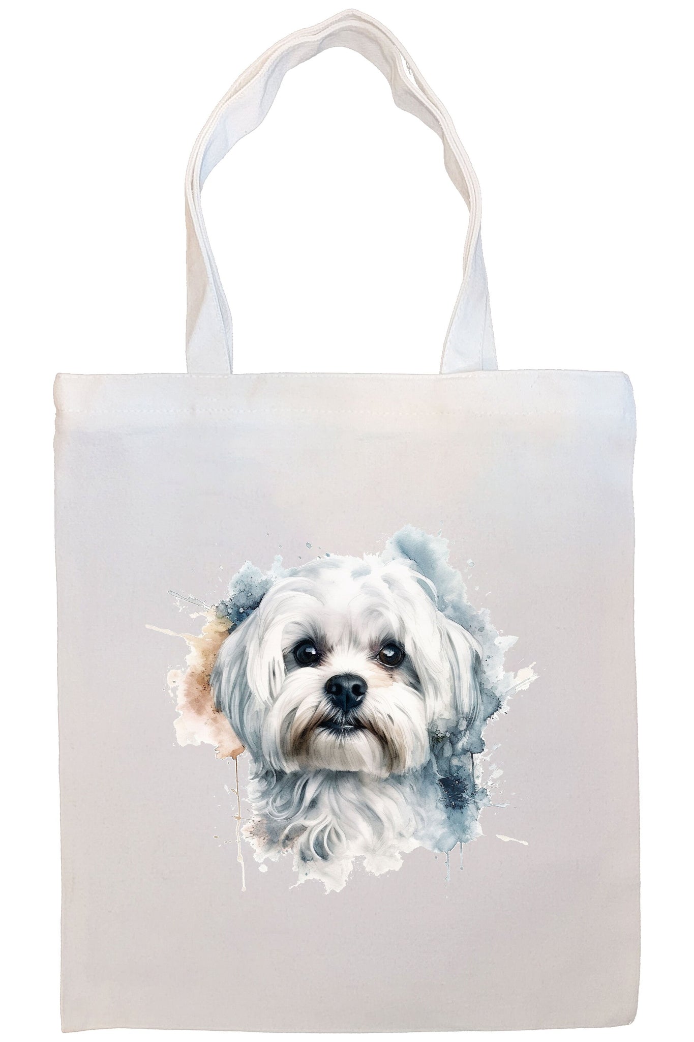 Canvas Tote Bag, Zippered With Handles & Inner Pocket, "Maltese"