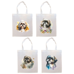 Canvas Tote Bag, Zippered With Handles & Inner Pocket, &quot;Shih Tzu&quot;