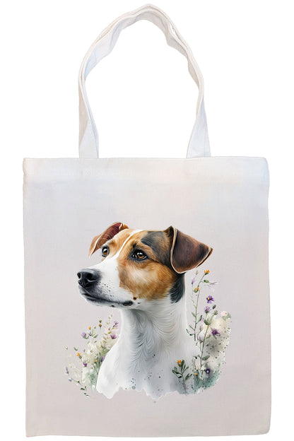 Canvas Tote Bag, Zippered With Handles & Inner Pocket, "Jack Russell Terrier"