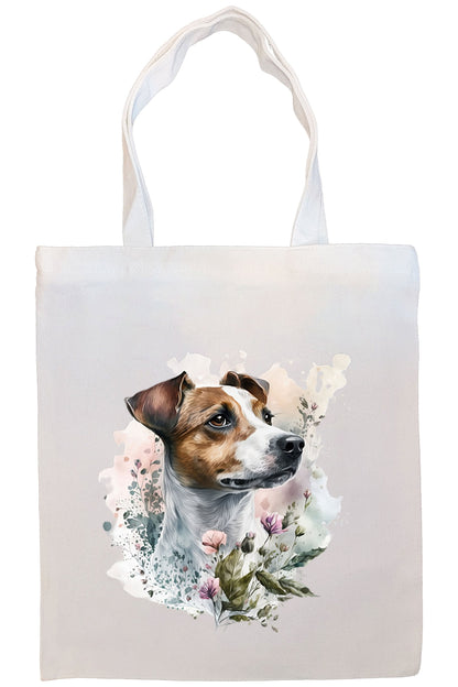 Canvas Tote Bag, Zippered With Handles & Inner Pocket, "Jack Russell Terrier"