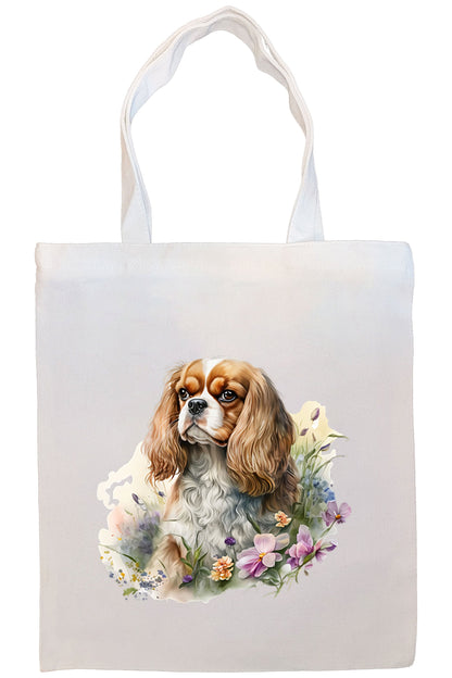 Canvas Tote Bag, Zippered With Handles & Inner Pocket, "Cavalier King Charles Spaniel"