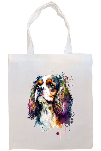 Canvas Tote Bag, Zippered With Handles & Inner Pocket, "Cavalier King Charles Spaniel"