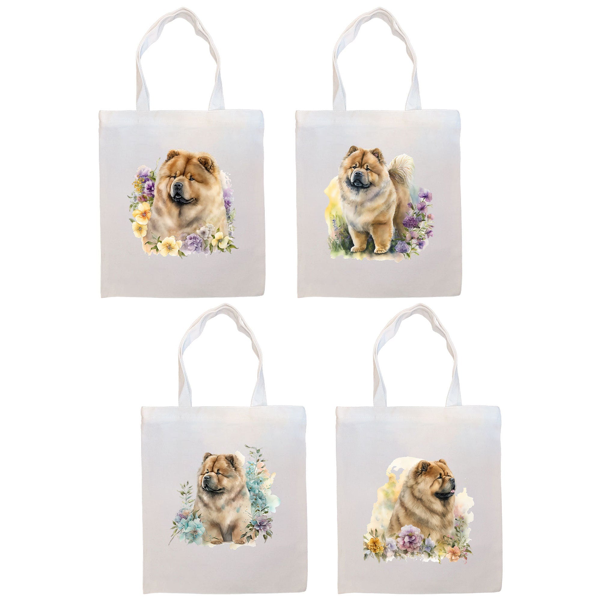 Canvas Tote Bag, Zippered With Handles & Inner Pocket, &quot;Chow Chow&quot;