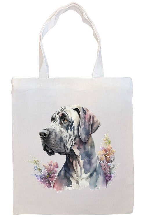Canvas Tote Bag, Zippered With Handles & Inner Pocket, "Great Dane"