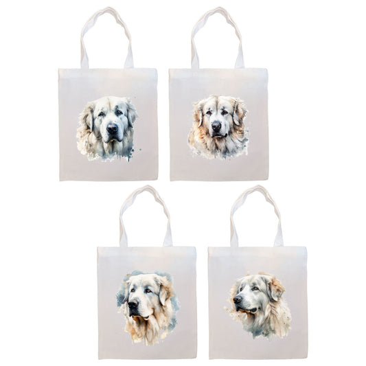 Canvas Tote Bag, Zippered With Handles & Inner Pocket, &quot;Great Pyrenees&quot;