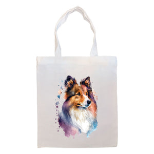 Canvas Tote Bag, Zippered With Handles & Inner Pocket, "Sheltie"