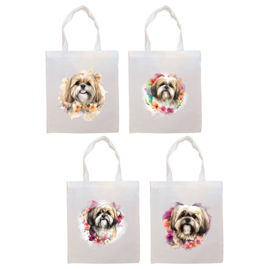 Canvas Tote Bag, Zippered With Handles & Inner Pocket, &quot;Lhasa Apso&quot;
