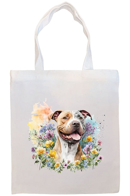 Canvas Tote Bag, Zippered With Handles & Inner Pocket, "Pit Bull"