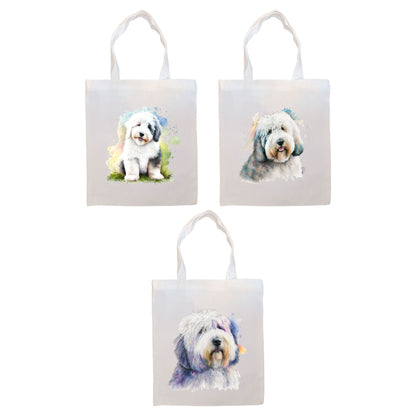 Canvas Tote Bag, Zippered With Handles & Inner Pocket, &quot;Old English Sheepdog&quot;