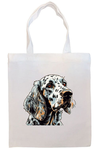 Canvas Tote Bag, Zippered With Handles & Inner Pocket, "English Setter"