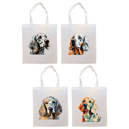Canvas Tote Bag, Zippered With Handles & Inner Pocket, &quot;English Setter&quot;