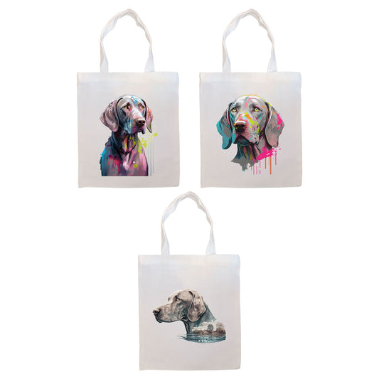 Canvas Tote Bag, Zippered With Handles & Inner Pocket, &quot;Weimaraner&quot;