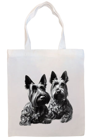 Canvas Tote Bag, Zippered With Handles & Inner Pocket, "Scottish Terrier"