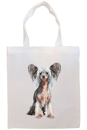 Canvas Tote Bag, Zippered With Handles & Inner Pocket, "Chinese Crested"