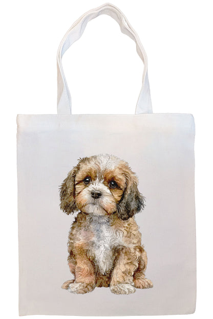 Canvas Tote Bag, Zippered With Handles & Inner Pocket, "Cavapoo"