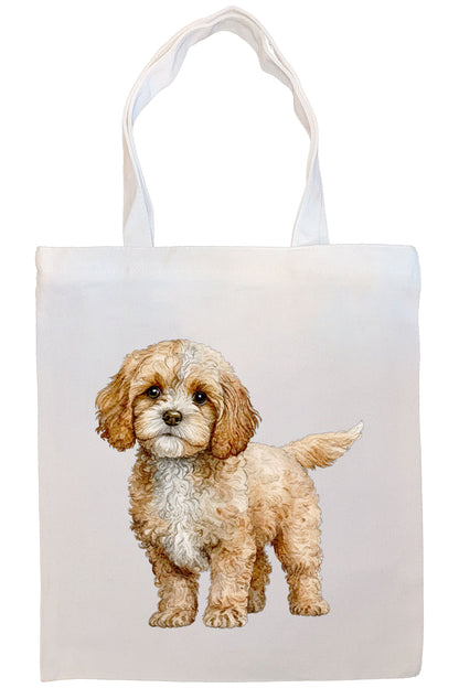 Canvas Tote Bag, Zippered With Handles & Inner Pocket, "Cavapoo"