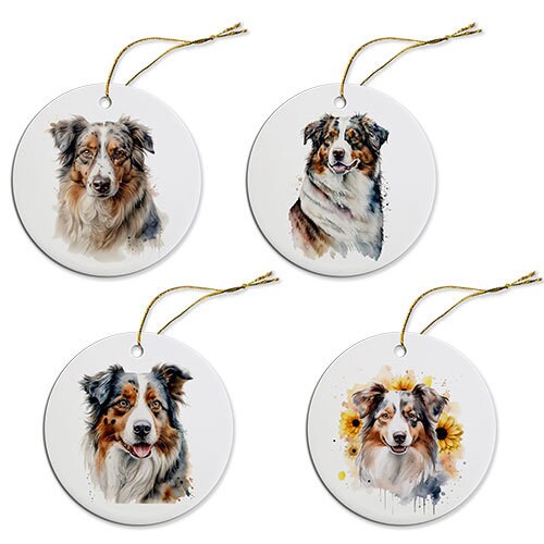 Dog Breed Specific Round Christmas Ornament, &quot;Australian Shepherd&quot;