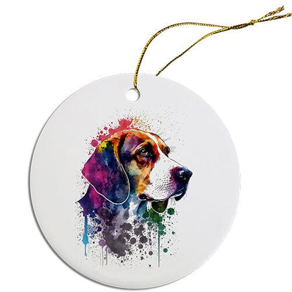 Dog Breed Specific Round Christmas Ornament, "Beagle"