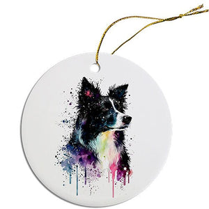Dog Breed Specific Round Christmas Ornament, "Border Collie"