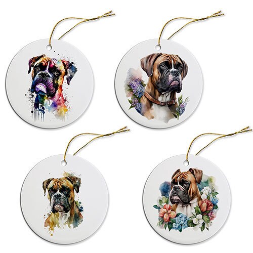 Dog Breed Specific Round Christmas Ornament, &quot;Boxer&quot;