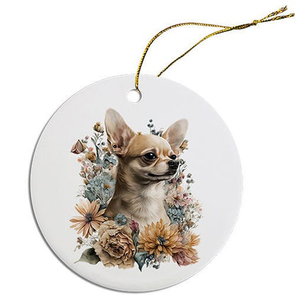 Dog Breed Specific Round Christmas Ornament, "Chihuahua"