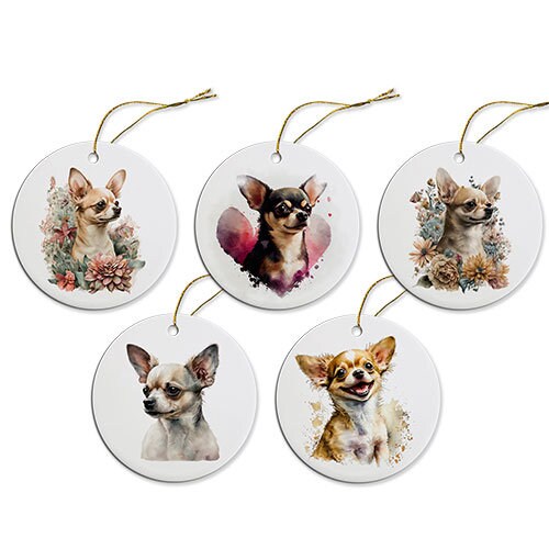 Dog Breed Specific Round Christmas Ornament, &quot;Chihuahua&quot;