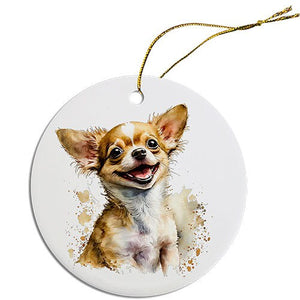 Dog Breed Specific Round Christmas Ornament, "Chihuahua"